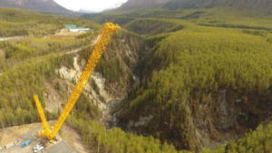 Overview of project site looking up Eklutna River